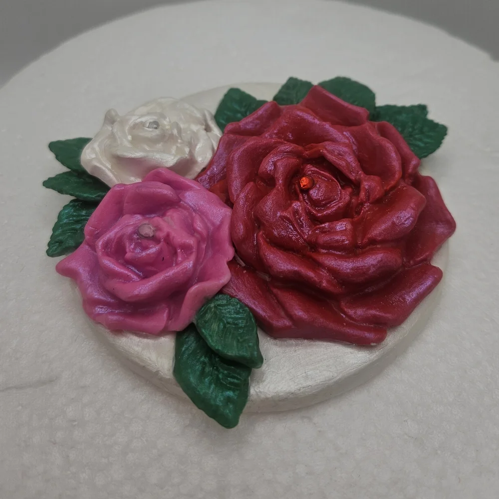 Floral Cake Topper with Red and Pink Roses